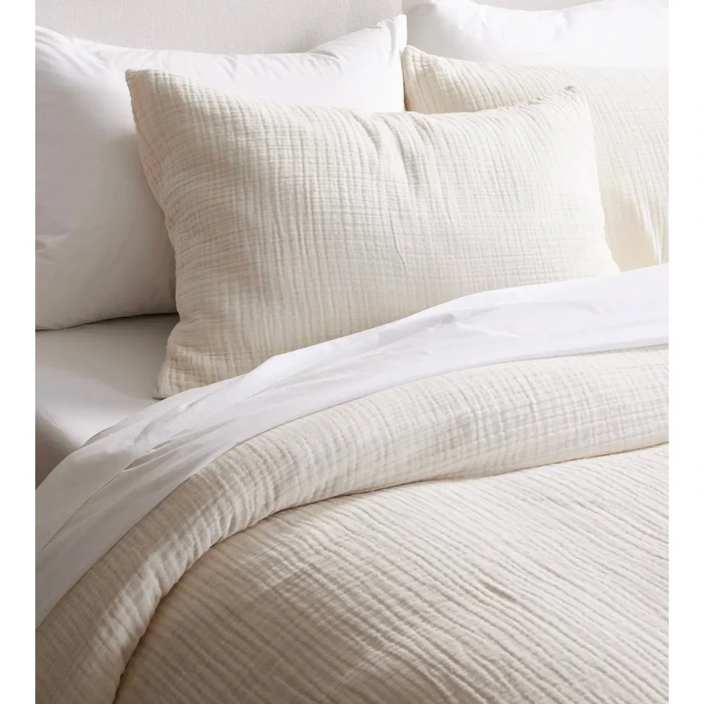 Quince Organic Airy Gauze Duvet Cover Set King/Cal King Undyed Off -White Cotton